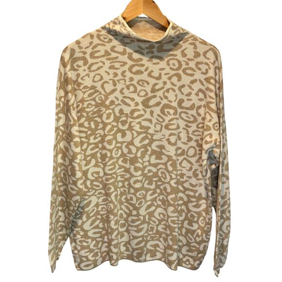 J. McLaughlin Animal Print Funnel Neck Sweater - size XL - Picture 4 of 5